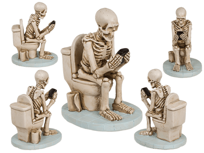 Skeleton on Toilet, ca. 13 x 10 cm,