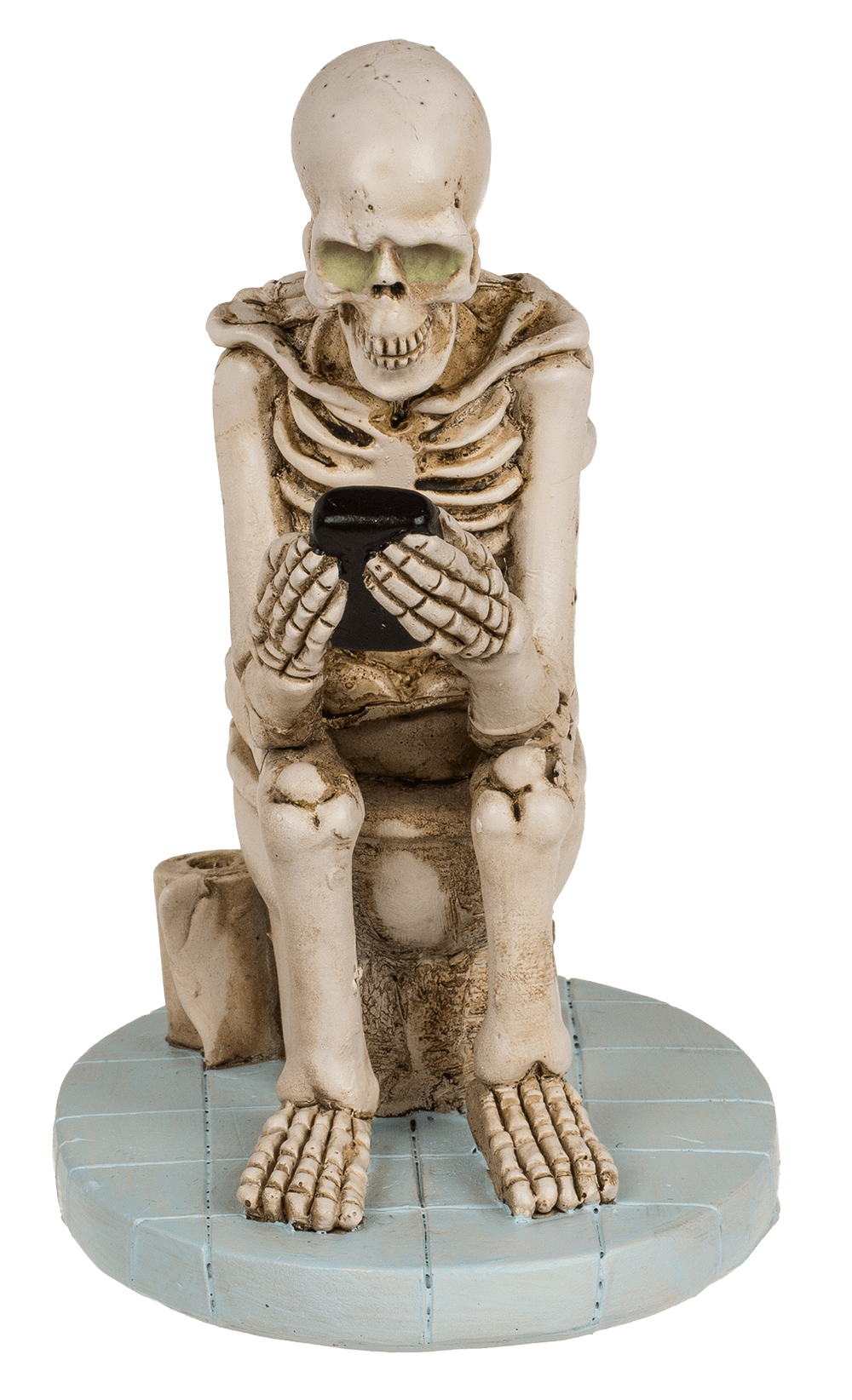 Skeleton on Toilet, ca. 13 x 10 cm,