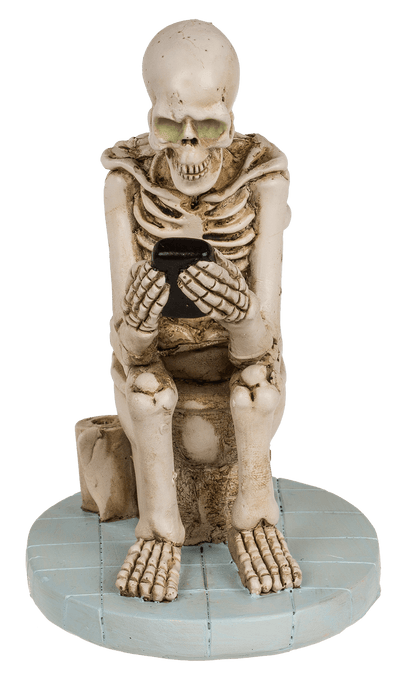 Skeleton on Toilet, ca. 13 x 10 cm,