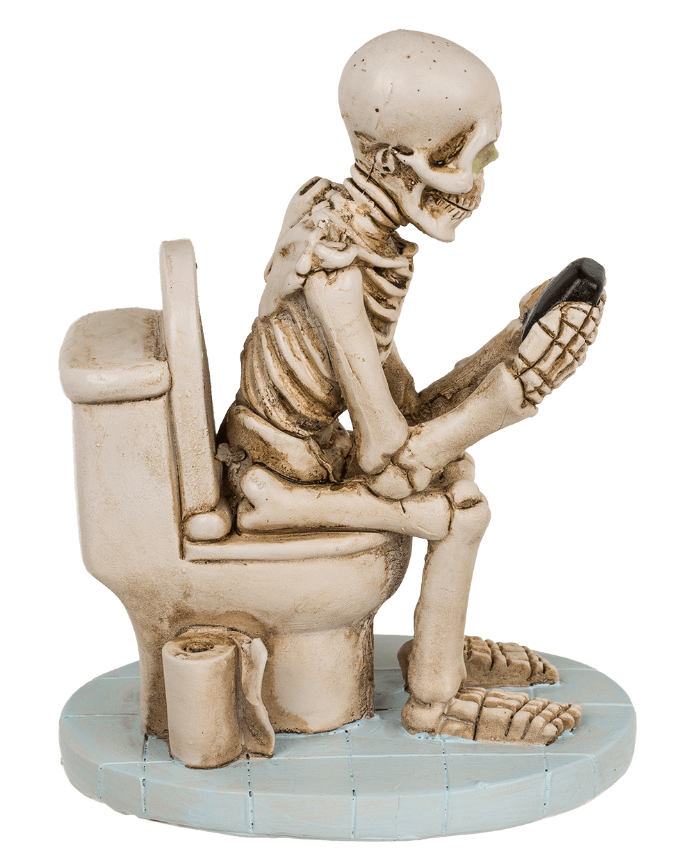 Skeleton on Toilet, ca. 13 x 10 cm,