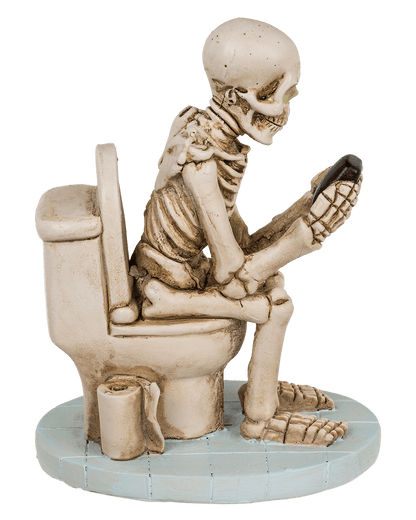 Skeleton on Toilet, ca. 13 x 10 cm,
