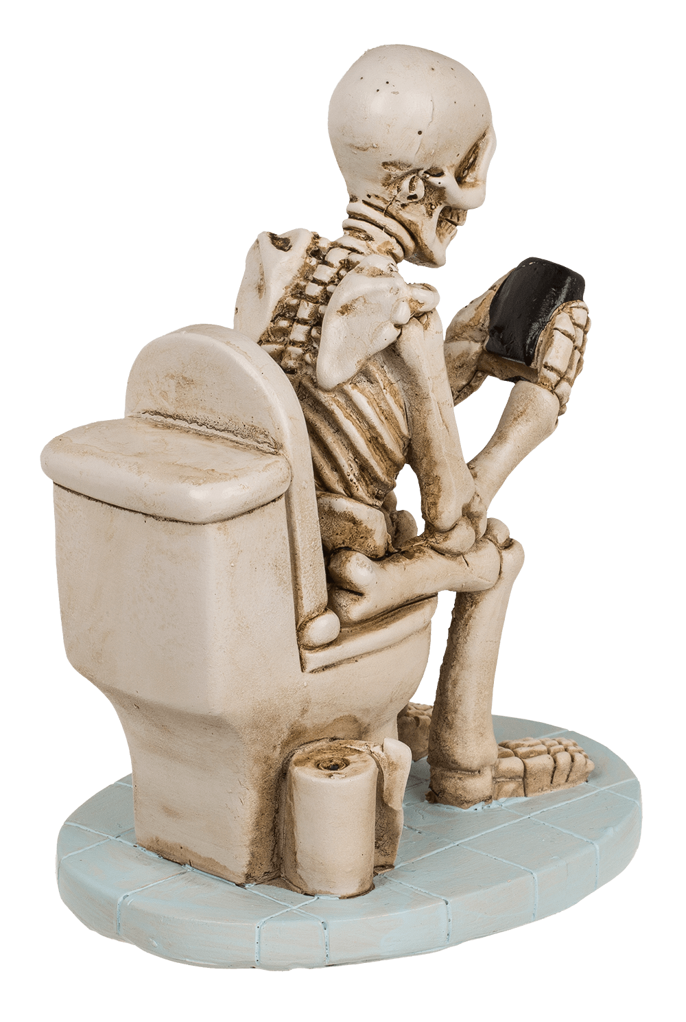 Skeleton on Toilet, ca. 13 x 10 cm,