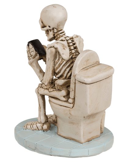 Skeleton on Toilet, ca. 13 x 10 cm,