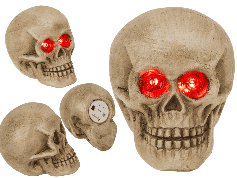 Polyresin Skull with red LED eye,