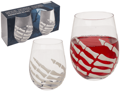 Drinking Glass, Skeleton hand, set of 2,