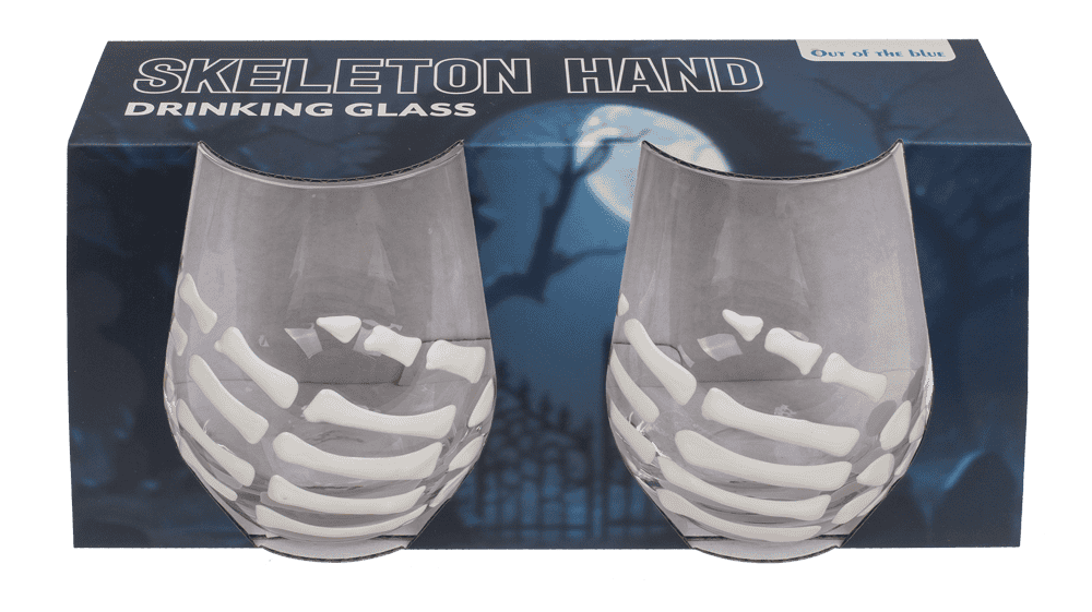 Drinking Glass, Skeleton hand, set of 2,