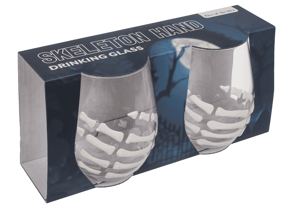 Drinking Glass, Skeleton hand, set of 2,
