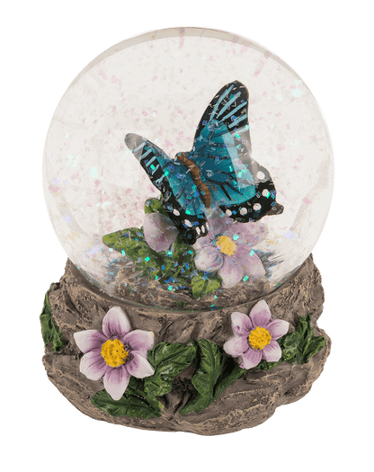 Polyresin glitter globe,Butterfly, on base,