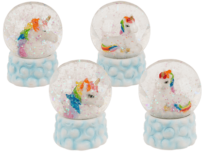 Polyresin glitter globe, unicorn on cloud,