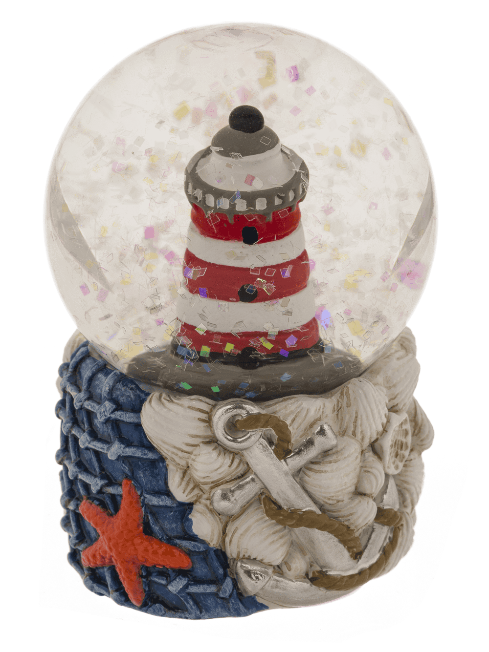 Glitter ball, maritime, white-red; 4.5 cm