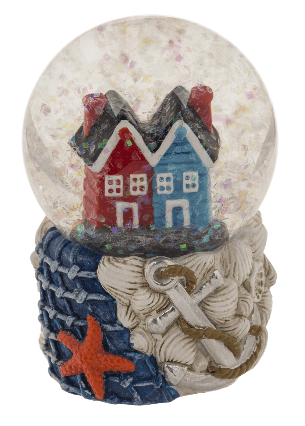 Glitter ball, maritime, white-red; 4.5 cm