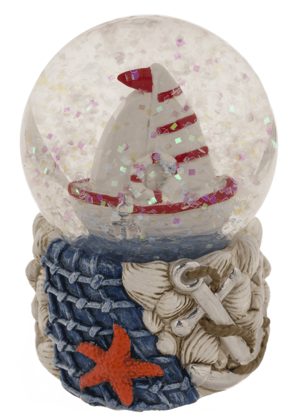 Glitter ball, maritime, white-red; 4.5 cm