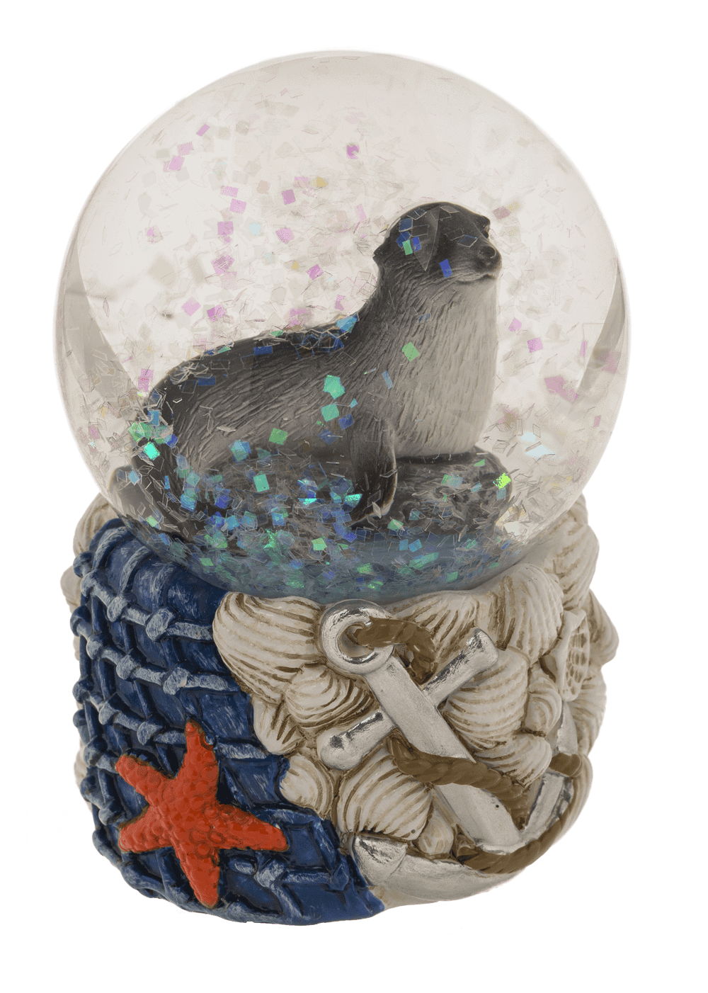 Glitter ball, maritime, white-red; 4.5 cm