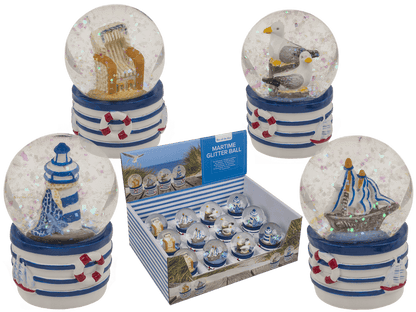 Glitter ball, maritime, blue-white, 4.5 cm,