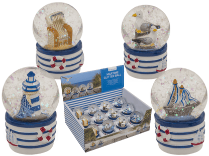 Glitter ball, maritime, blue-white, 4.5 cm,