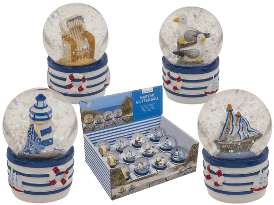 Glitter ball, maritime, blue-white, 4.5 cm,