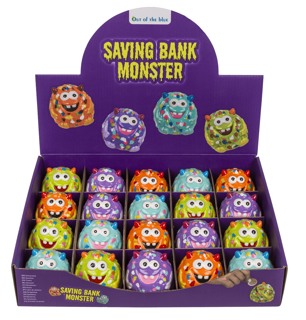 Spardose, Monster, 4-fach sortiert,