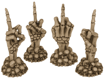 Skeleton Hand, Fuck Off, on skull base,