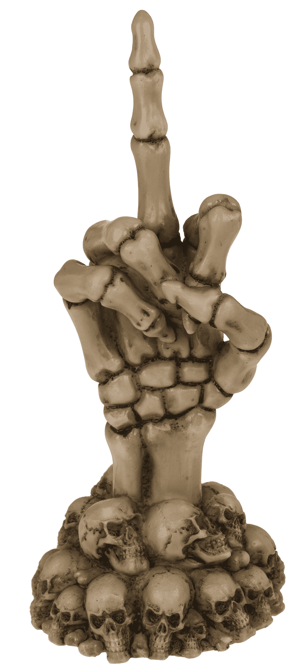 Skeleton Hand, Fuck Off, on skull base,