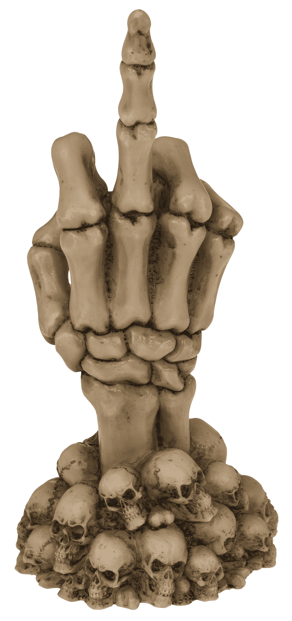 Skeleton Hand, Fuck Off, on skull base,