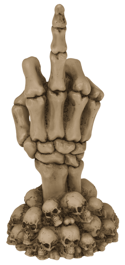 Skeleton Hand, Fuck Off, on skull base,