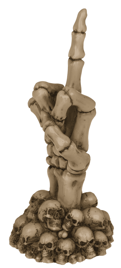 Skeleton Hand, Fuck Off, on skull base,