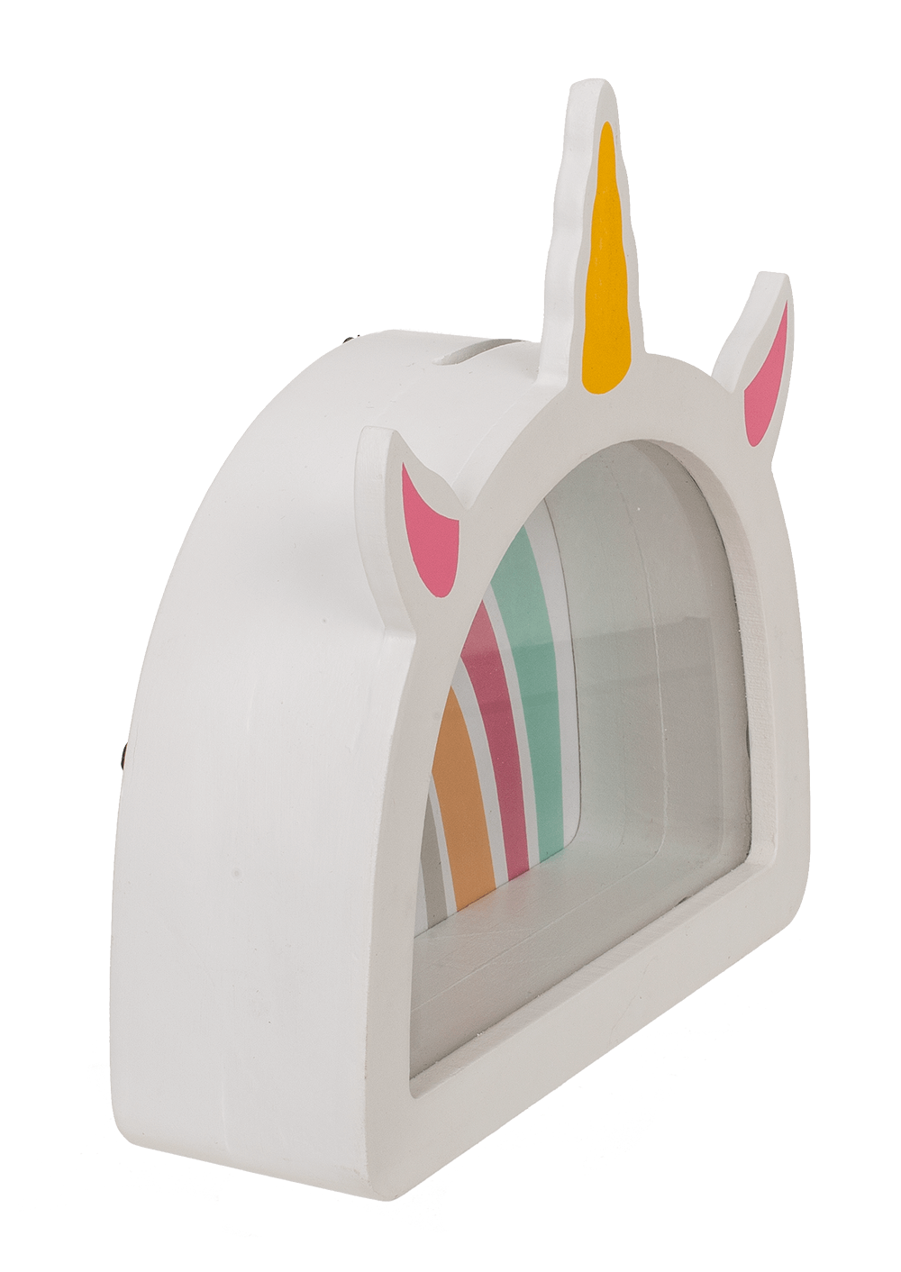 Wooden saving bank, Rainbow unicorn,