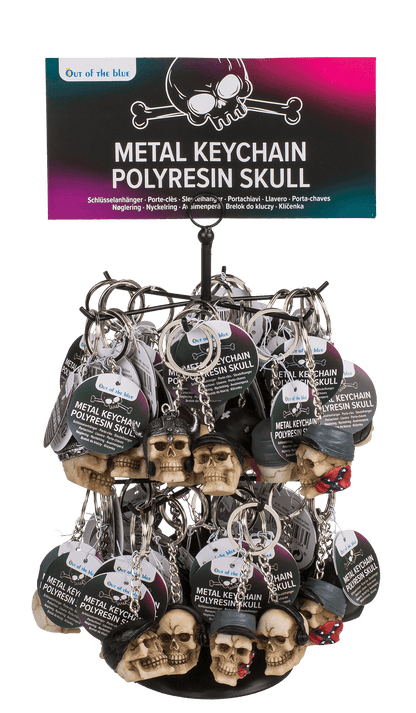 Metal keychain, Polyresin Skull,