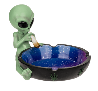 Polyresin ashtray, Alien with joint,