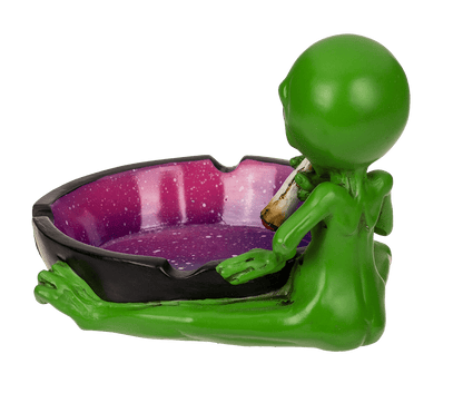 Polyresin ashtray, Alien with joint,
