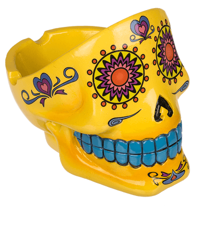 Polyresin ashtray, Coloured Skull I,