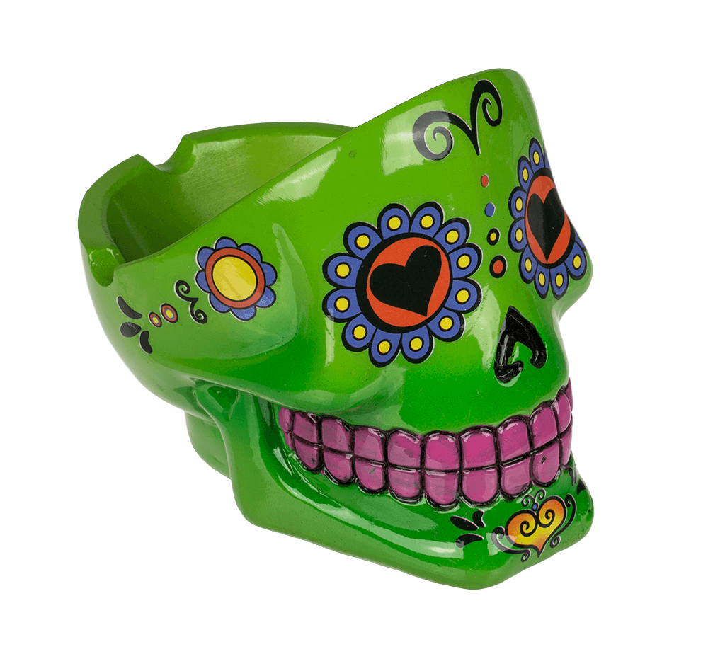Polyresin ashtray, Coloured Skull I,