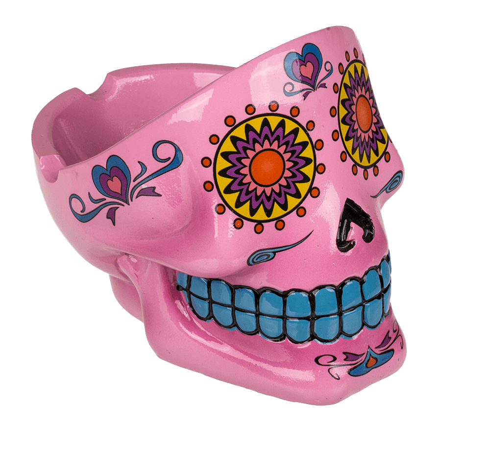 Polyresin ashtray, Coloured Skull I,