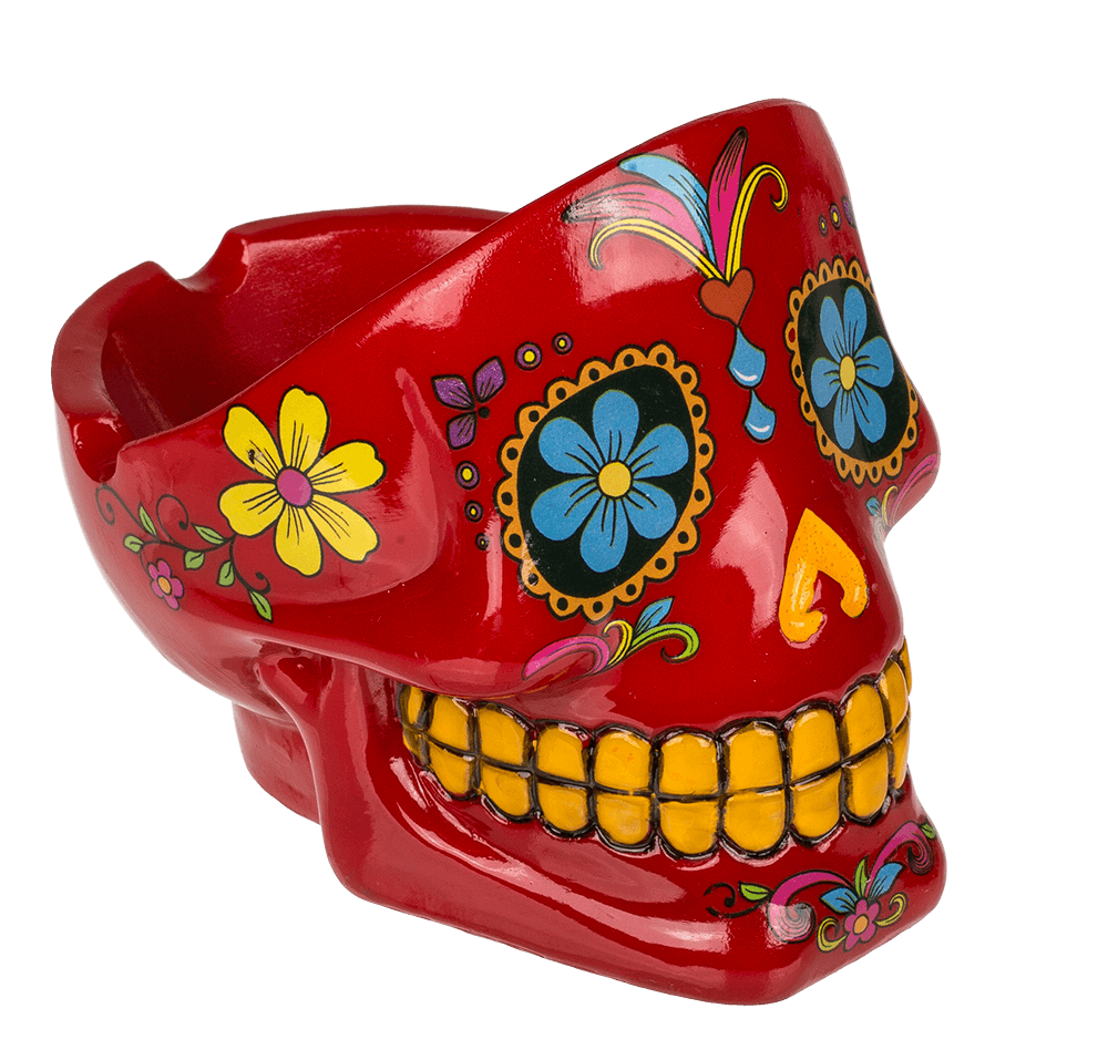 Polyresin ashtray, Coloured Skull I,