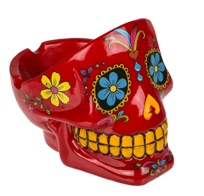 Polyresin ashtray, Coloured Skull I,