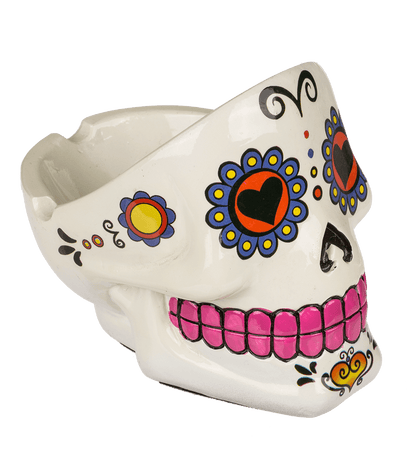 Polyresin ashtray, Coloured Skull I,