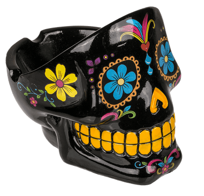 Polyresin ashtray, Coloured Skull I,