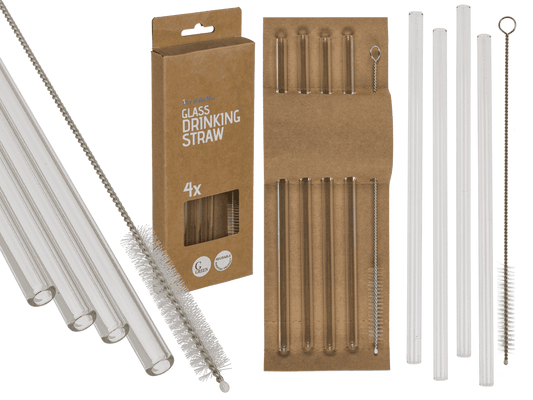 Glass drinking straw with cleaning brush,