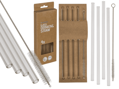 Glass drinking straw with cleaning brush,