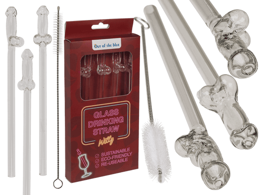 Glass drinking straw with cleaning brush, Willy,