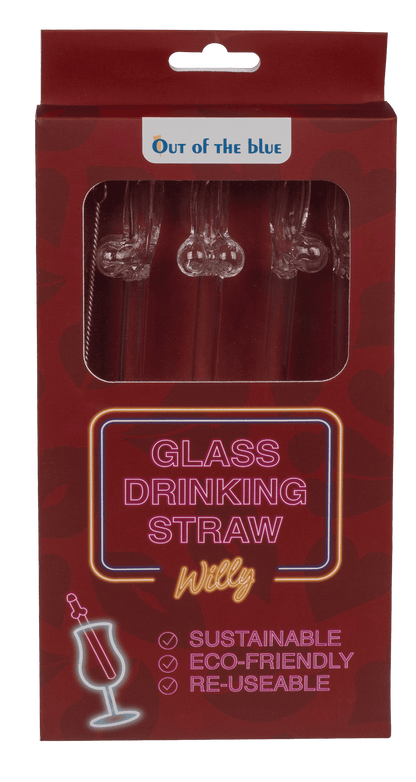 Glass drinking straw with cleaning brush, Willy,