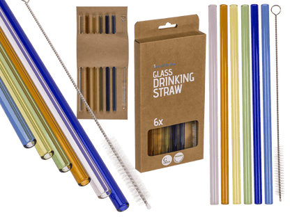 Glass drinking straw with cleaning brush,