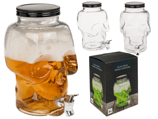 Glass Skull Drink Dispenser, 4 L,