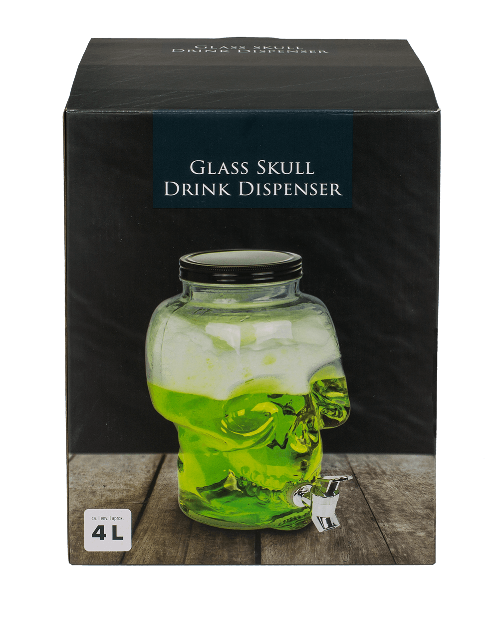 Glass Skull Drink Dispenser, 4 L,