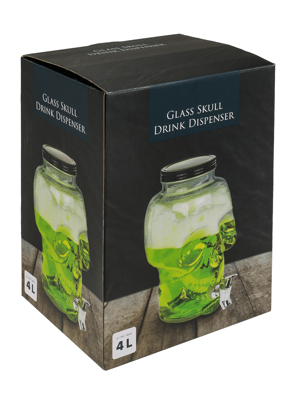 Glass Skull Drink Dispenser, 4 L,