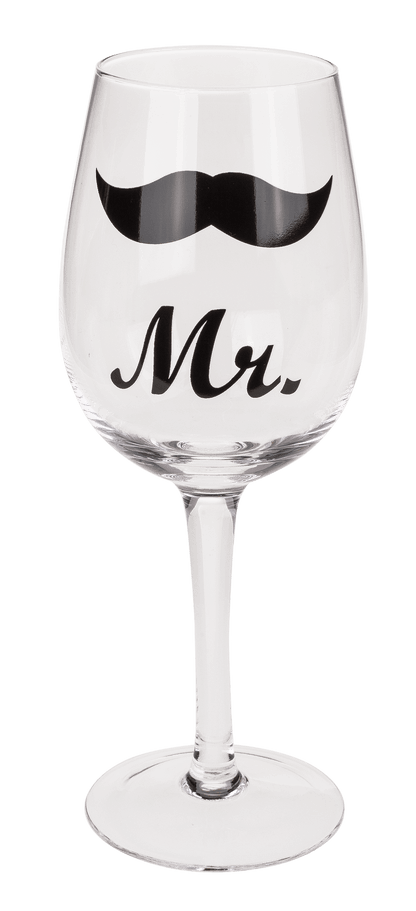 Wine glass with Kiss and Moustache decor for,