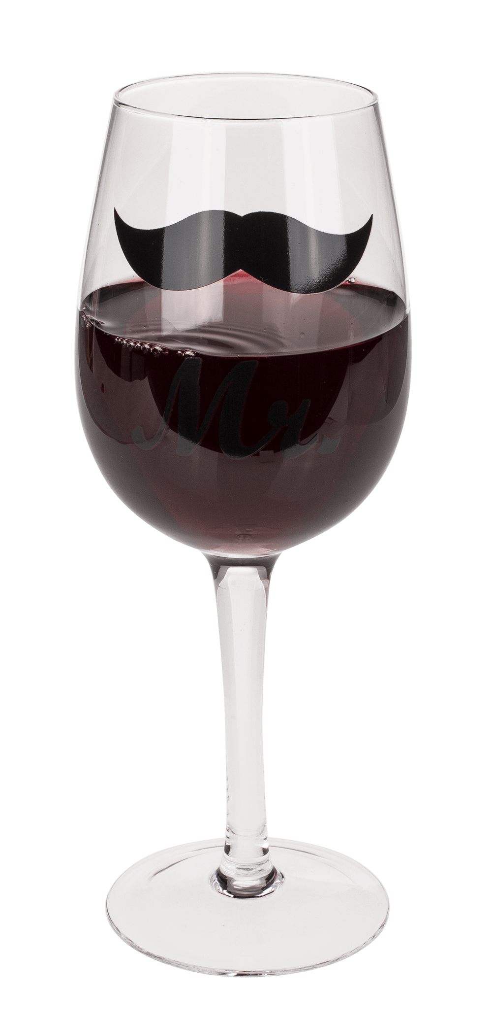 Wine glass with Kiss and Moustache decor for,