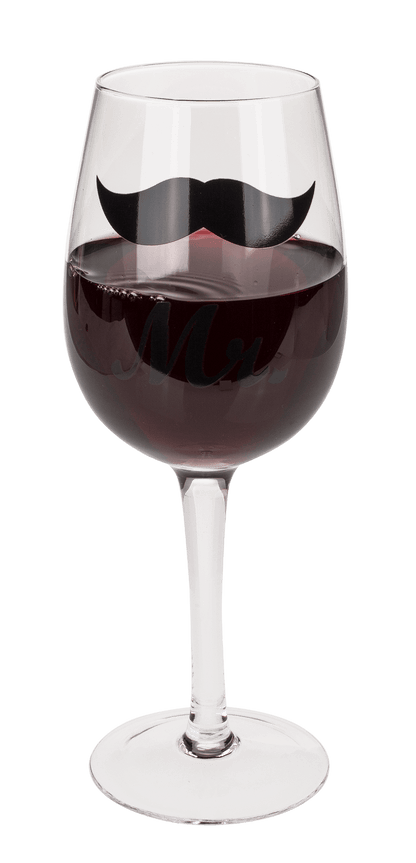 Wine glass with Kiss and Moustache decor for,