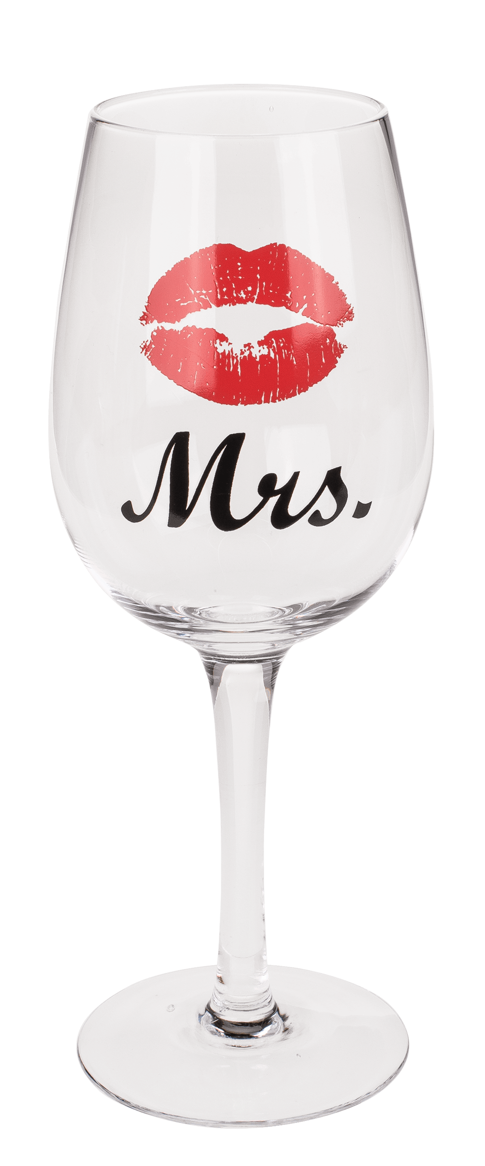 Wine glass with Kiss and Moustache decor for,