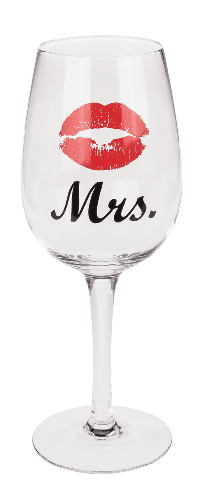 Wine glass with Kiss and Moustache decor for,